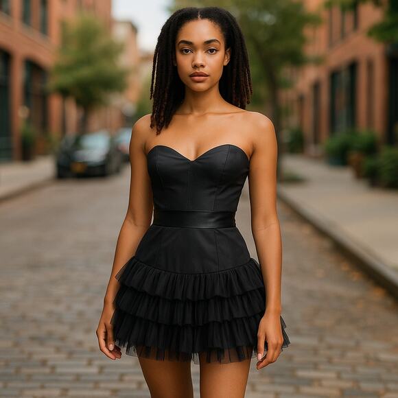 Jessica McClintock Dresses & Skirts - NEW Vintage Jessica Mcclintock Strapless Ruffle Lace Cocktail Dress Black Prom 6